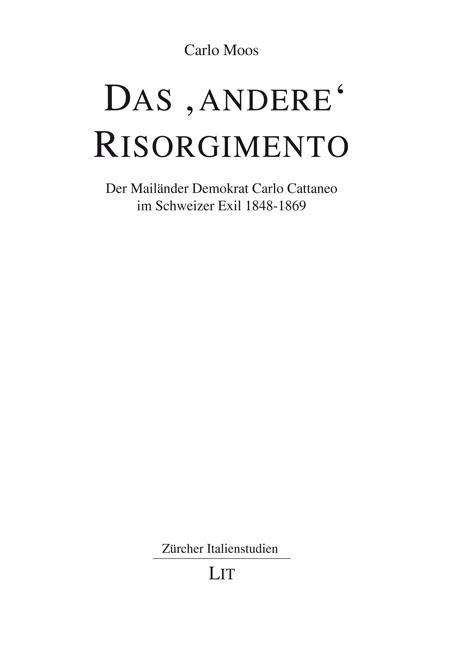 Cover for Moos · Das 'andere' Risorgimento (Book)