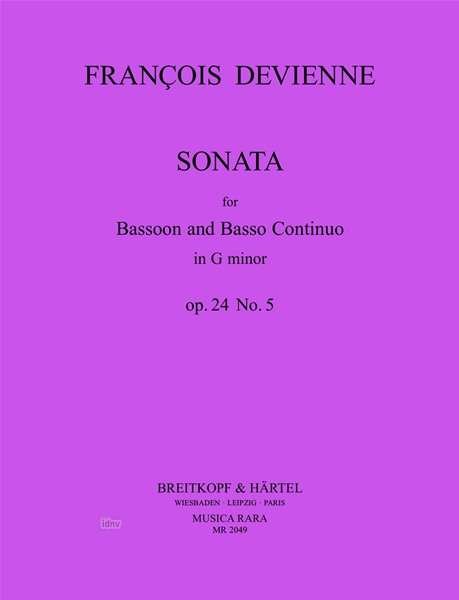 Sonata in G Minor Op24 No5 Bassoon & Bas - Fran Ois Devienne - Other - SCHOTT & CO - 9790004486108 - June 14, 2018