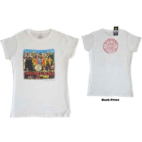 The Beatles Ladies T-Shirt: Vintage Sgt Pepper (Back Print) - The Beatles - Koopwaar - Apple Corps - Apparel - 5055295317109 - 