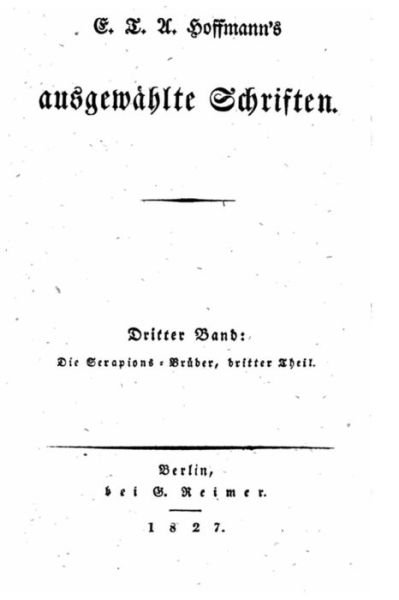 Cover for E T a Hoffmann · Ausgewahlte schriften (Taschenbuch) (2016)