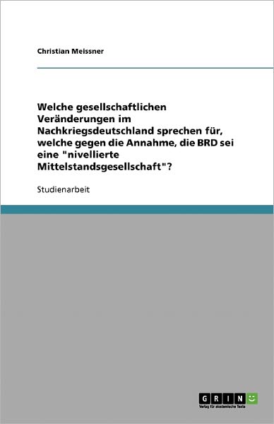 Cover for Meissner · Welche gesellschaftlichen Verä (Book) [German edition] (2007)