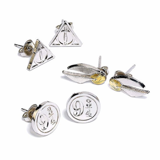 Deathly Hallows / Golden Snitch / Platform 9 3/4 (Set 3 Orecchini) - Harry Potter: Stud Earring Set - Produtos - HARRY POTTER - 5055583412110 - 3 de fevereiro de 2020