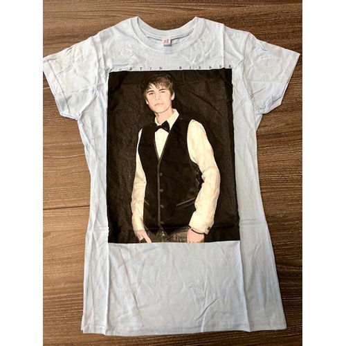 Cover for Justin Bieber · Justin Bieber Ladies T-Shirt: Tux (Ex-Tour) (T-shirt) [size M] [Blue - Ladies edition]
