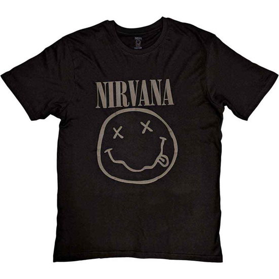 Nirvana Unisex Hi-Build T-Shirt: Black Happy Face - Nirvana - Produtos -  - 5056561066110 - 