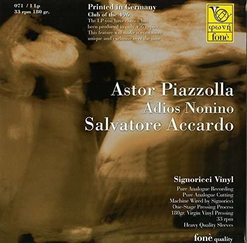 Cover for Salvatore Accardo · Astor Piazzola Adios Nonino (LP) [180 gram edition] (2015)