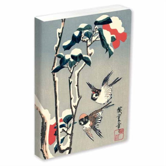 Cover for Journal Sparrows and Camellia in Snow by Hiroshige, Lined PB: Blank Lined 144 Page A5 Notebook - Jrnl (Paperback Bog) (2025)