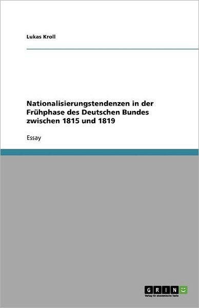 Cover for Kroll · Nationalisierungstendenzen in der (Bog) [German edition] (2011)