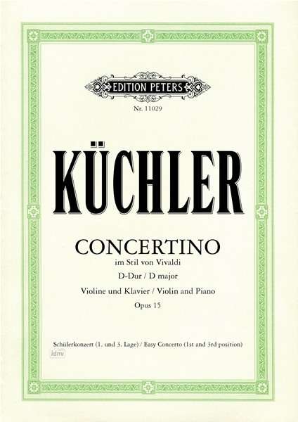 Cover for Küchler · Concertino in the Style of Vivaldi Op. 15 for Violin and Piano: Easy Concerto, 1st and 3rd Position (Partitur) (2008)