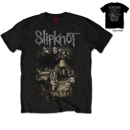 Slipknot Unisex T-Shirt: Skull Group (Back Print) - Slipknot - Koopwaar - Bravado - 5055979937111 - 