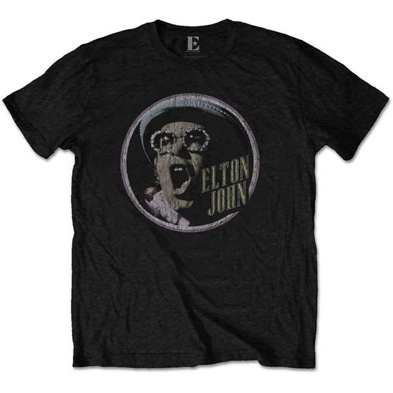 Cover for Elton John · Elton John Unisex T-Shirt: Circle (T-shirt) [size S] [Black - Unisex edition] (2019)