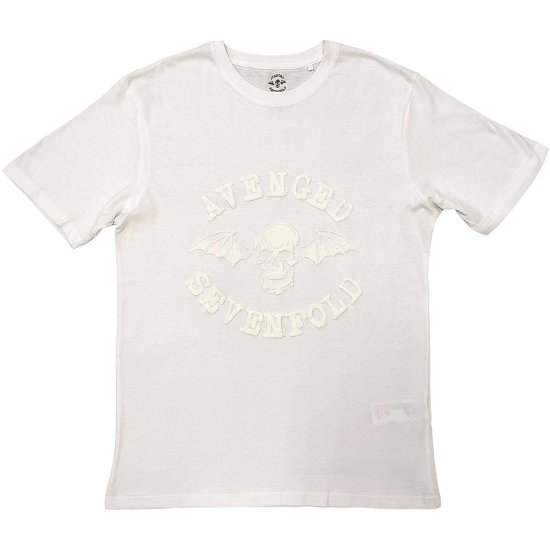 Avenged Sevenfold Unisex Hi-Build T-Shirt: Classic Deathbat (White-On-White) - Avenged Sevenfold - Merchandise -  - 5056561072111 - 