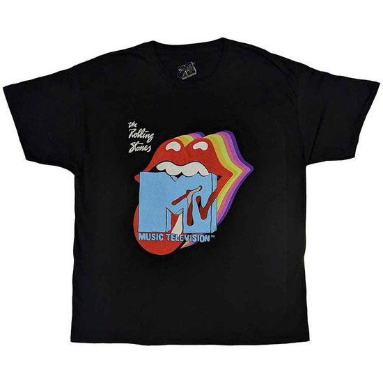 MTV Unisex T-Shirt: Rolling Stones Rainbow Shadow Tongue - MTV - Merchandise -  - 5056737219111 - November 16, 2023