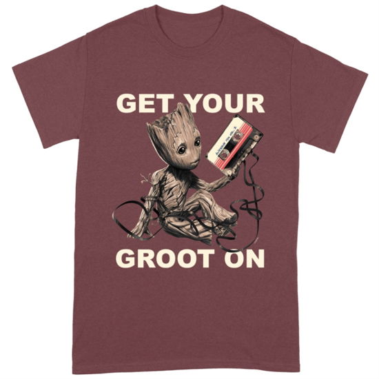 Get Your Groot On Large Maroon T-Shirt - Marvel Guardians of the Galaxy Vol.2 - Merchandise - BRANDS IN - 5057736989111 - 22. August 2023