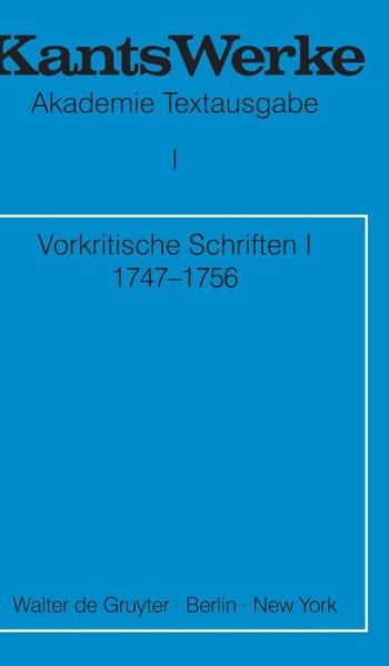 Cover for Immanuel Kant · Vorkritische Schriften I 1747-1756 (Hardcover Book) (1987)