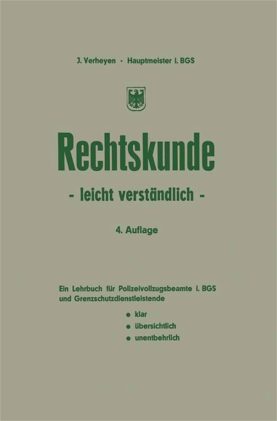Cover for Josef Verheyen · Rechtskunde -- Leicht Verstandlich (Paperback Bog) [4th 4. Aufl. 1973 edition] (1973)