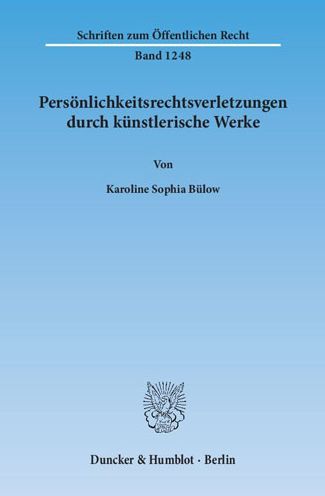 Cover for Bülow · Persönlichkeitsrechtsverletzungen (Book) (2013)