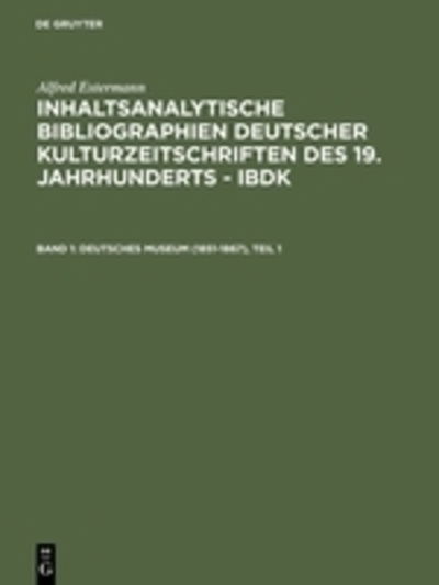 Cover for Deutsches Museum (1851-1867) (Innbunden bok) [Reprint 2012 edition] (1995)