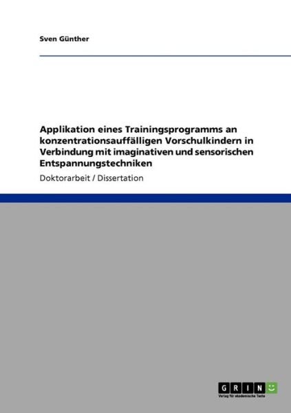 Cover for Günther · Applikation eines Trainingsprog (Book) [German edition] (2009)