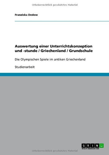 Cover for Dedow · Auswertung einer Unterrichtskonze (Paperback Book) [German edition] (2010)