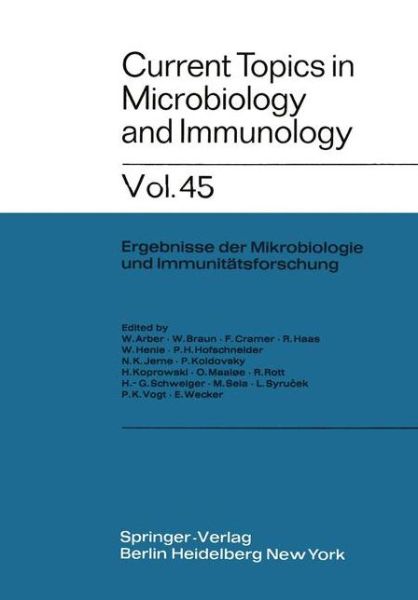 Cover for W. Arber · Current Topics in Microbiology and Immunology: Ergebnisse der Mikrobiologie und Immunitatsforschung (Taschenbuch) [Softcover reprint of the original 1st ed. 1968 edition] (2012)