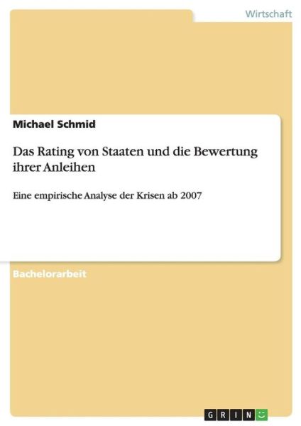 Cover for Schmid · Das Rating von Staaten und die B (Book) (2016)