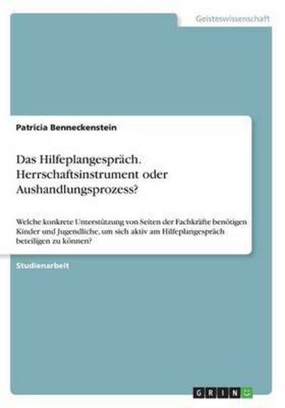 Cover for Benneckenstein · Das Hilfeplangespräch. H (Book) (2017)