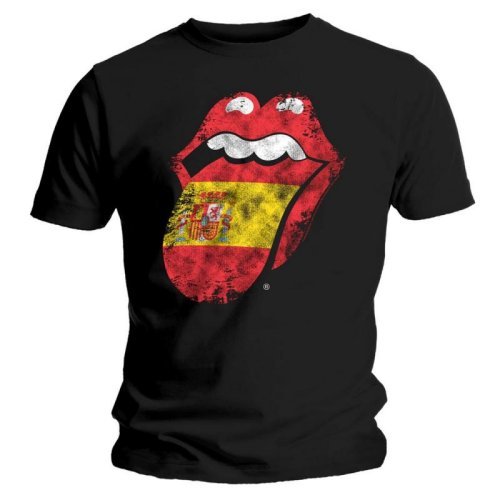 Cover for The Rolling Stones · The Rolling Stones Unisex T-Shirt: Spain Tongue (T-shirt) [size L] [Black - Unisex edition]