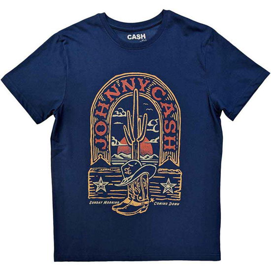 Cover for Johnny Cash · Johnny Cash Unisex T-Shirt: Sunday Morning (Denim Blue) (T-shirt) [size S] (2023)