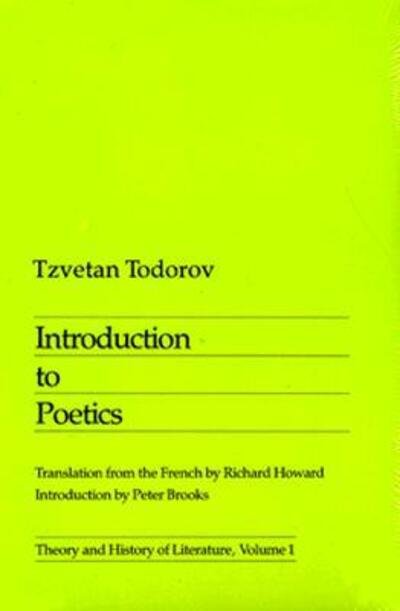 Introduction To Poetics - Theory and History of Literature - Tzvetan Todorov - Books - University of Minnesota Press - 9780816610112 - October 26, 1981