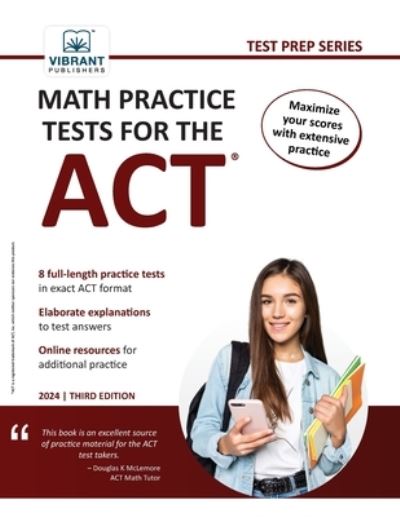 Cover for Vibrant Publishers · Math Practice Tests for the ACT (Book) (2023)