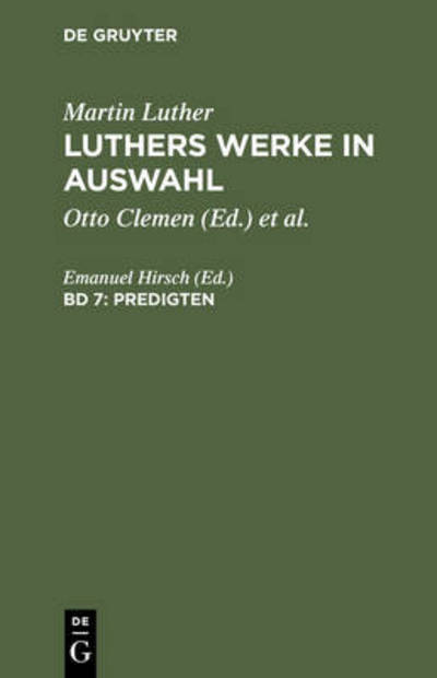 Cover for Emanuel Hirsch · Predigten (Hardcover Book) (1989)
