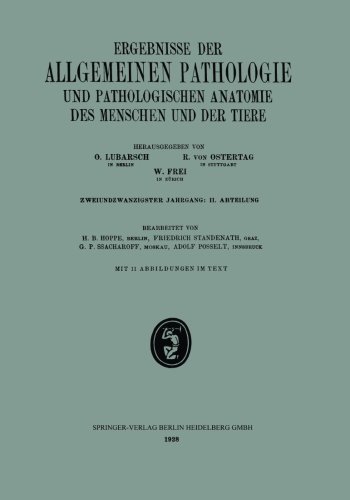 Cover for H B Hoppe · Ergebnisse Der Allgemeinen Pathologie Und Pathologischen Anatomie Des Menschen Und Der Tiere: Zweiundzwanzigster Jahrgang: II. Abteilung (Paperback Bog) [1928 edition] (1928)