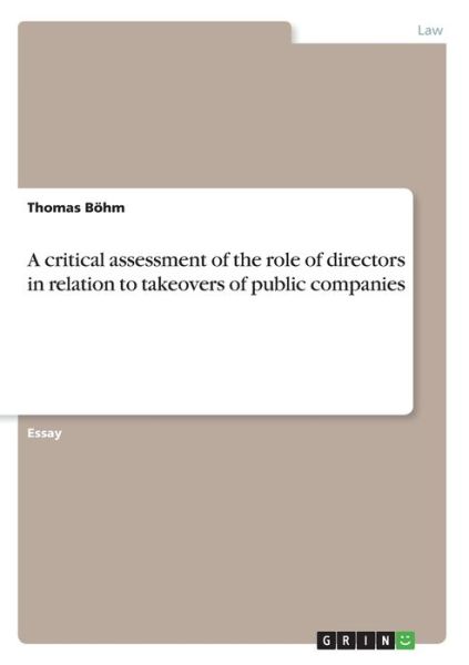 Cover for Böhm · A critical assessment of the role (Book)