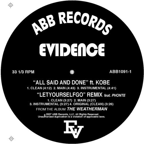 Cover for Evidence · All Said And Done (LP) (2007)