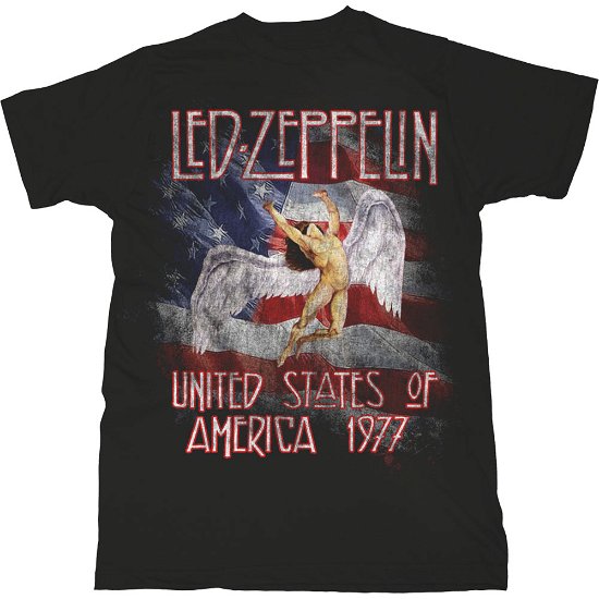 Led Zeppelin Unisex T-Shirt: Stars N' Stripes USA '77. - Led Zeppelin - Fanituote - MERCHANDISE - 5056187704113 - keskiviikko 29. tammikuuta 2020