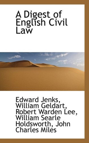 Cover for Edward Jenks · A Digest of English Civil Law (Paperback Book) (2009)