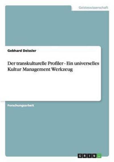 Cover for Deissler · Der transkulturelle Profiler - (Book) (2014)