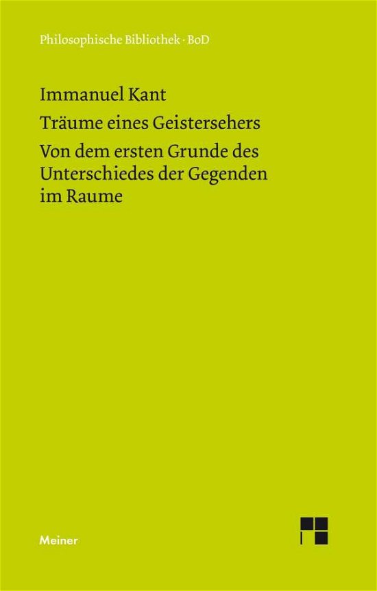 Cover for Immanuel Kant · Träume Eines Geistersehers (Philosophische Bibliothek ; Bd. 286) (German Edition) (Paperback Book) [German edition] (1975)