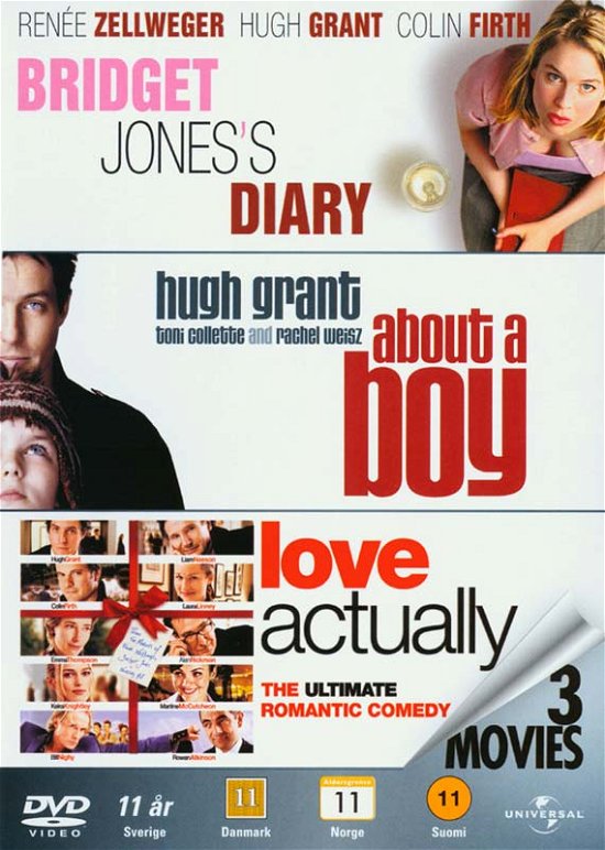 Bridget Jones' dagbog (2001) + About a Boy (2002) + Love Actually (2003) [DVD] - Bridget Jones Diary / About a Boy / Love Actually - Films - HAU - 5050582726114 - 25 septembre 2023