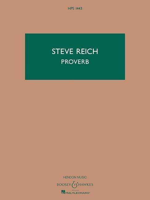 Cover for Steve Reich · Proverb (Bog) (2015)