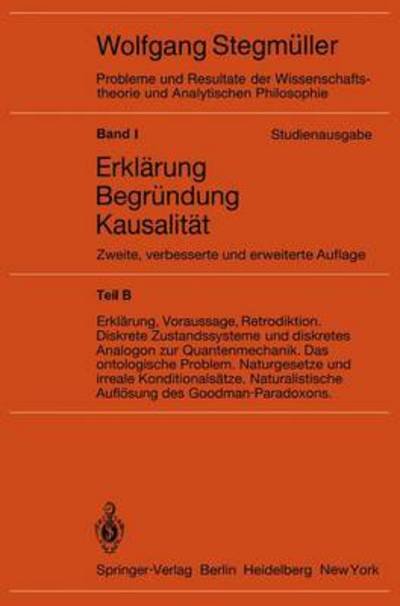 Cover for Wolfgang Stegmuller · Statistische ErklÃ¯Â¿Â½rungen. Deduktiv-Nomologische ErklÃ¯Â¿Â½rungen in PRÃ¯Â¿Â½zisen Modellsprachen Offene Probleme - Probleme Und Resultate der Wissenschaftstheorie Und Analytis (Inbunden Bok) [2nd 2., Verb. U. Erw. Aufl. edition] (1982)
