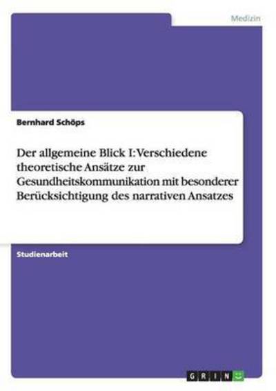 Cover for Schöps · Der allgemeine Blick I: Verschie (Book) [German edition] (2009)