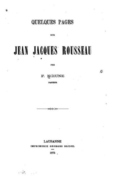 Cover for F Koeune · Quelques pages sur Jean Jacques Rousseau (Paperback Bog) (2016)
