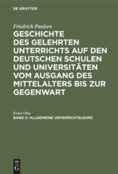 Cover for Ernst Otto · Allgemeine Unterrichtslehre (Book) (1933)