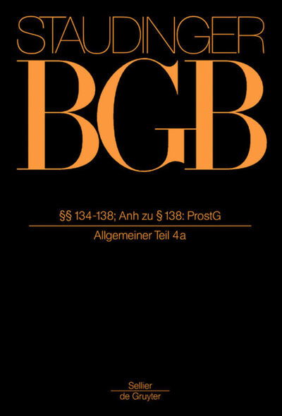 Cover for Staudinger · Bgb.§§ 134-138 (Book) (2011)