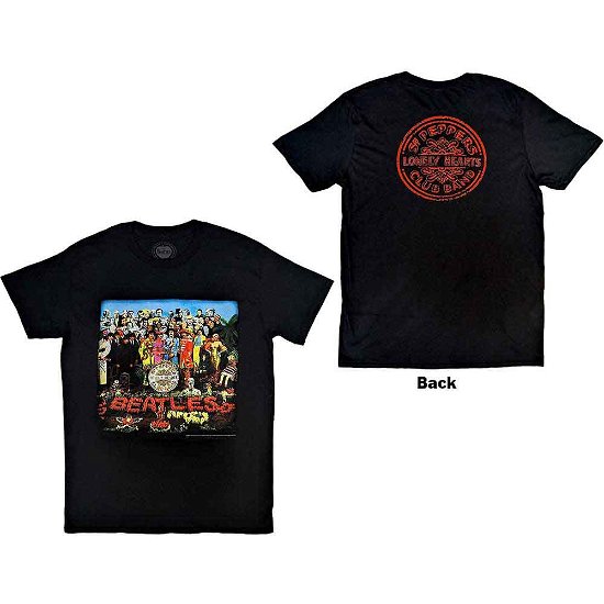 Cover for The Beatles · The Beatles Unisex T-Shirt: Vintage Sgt Pepper (Back Print) (T-shirt) [size S] [Black - Unisex edition]
