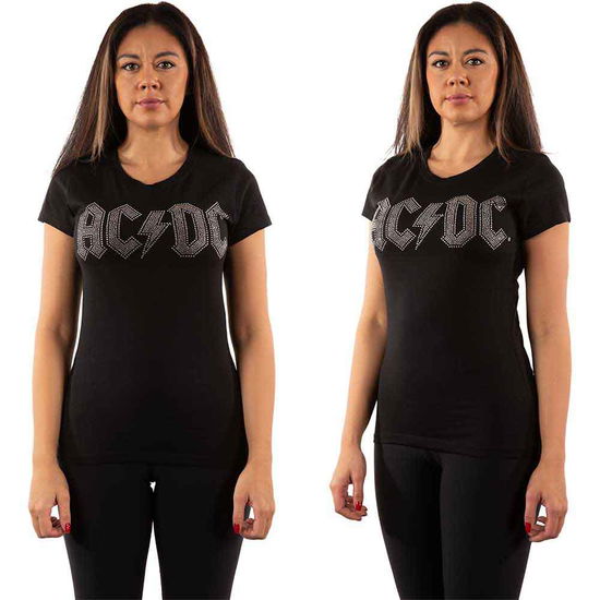 AC/DC Ladies T-Shirt: Logo (Black) (Embellished) - AC/DC - Produtos - Perryscope - 5055979958116 - 29 de julho de 2016