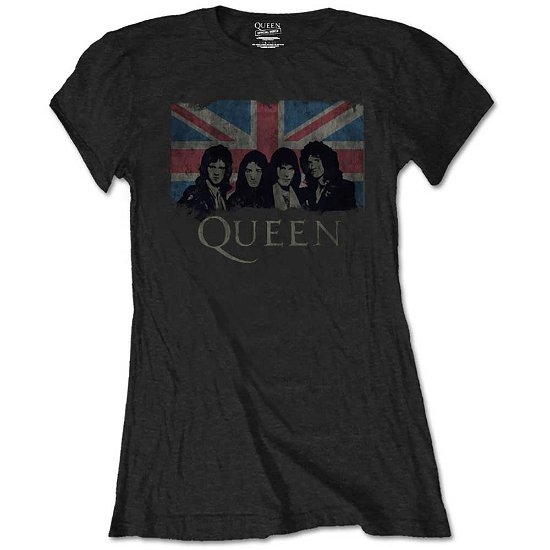 Cover for Queen · Queen Ladies T-Shirt: Union Jack (T-shirt) [size S] [Black - Ladies edition]