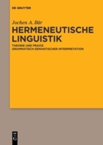 Cover for Bär · Hermeneutische Linguistik (Bok) (2017)