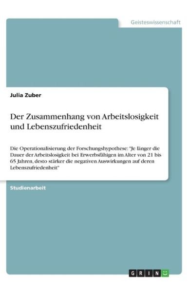 Cover for Zuber · Der Zusammenhang von Arbeitslosig (Book)
